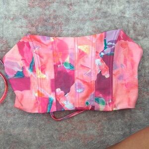Vibrant Pink Floral Corset Top